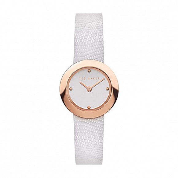 TED BAKER Women's Seerena Leather Strap Watch In White/ Gold - Picture 2 of 12